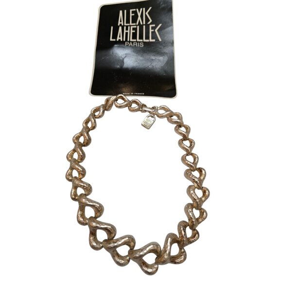 Vintage 80s Rare Alexis Lahellec Paris NOS Matte Silver Metal Heart Necklace - Picture 1 of 10